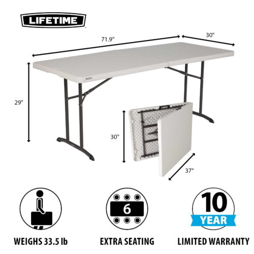 Lifetime folding table 183cm (fold in half)